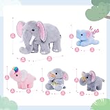 OUOZZZ 14” Elephant Plush Mummy and Babies Family Set with 4 Inside view 3
