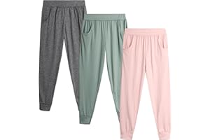Sweet Hearts Girls Sweatpants - 3 Pack Girls' Activewear High Waisted Jogger Pants with Pockets: Made in USA (Sizes: 5-18)