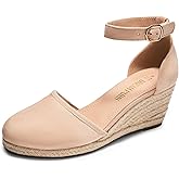 DREAM PAIRS Women's Espadrilles Closed Toe Ankle Strap Dressy Platform Wedge Sandals