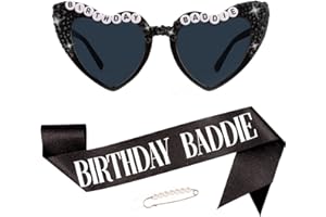 Chanaco Birthday Sash for Women Birthday Baddie Heart Sunglasses Girl Sash Outfit Accessories Party Decoration