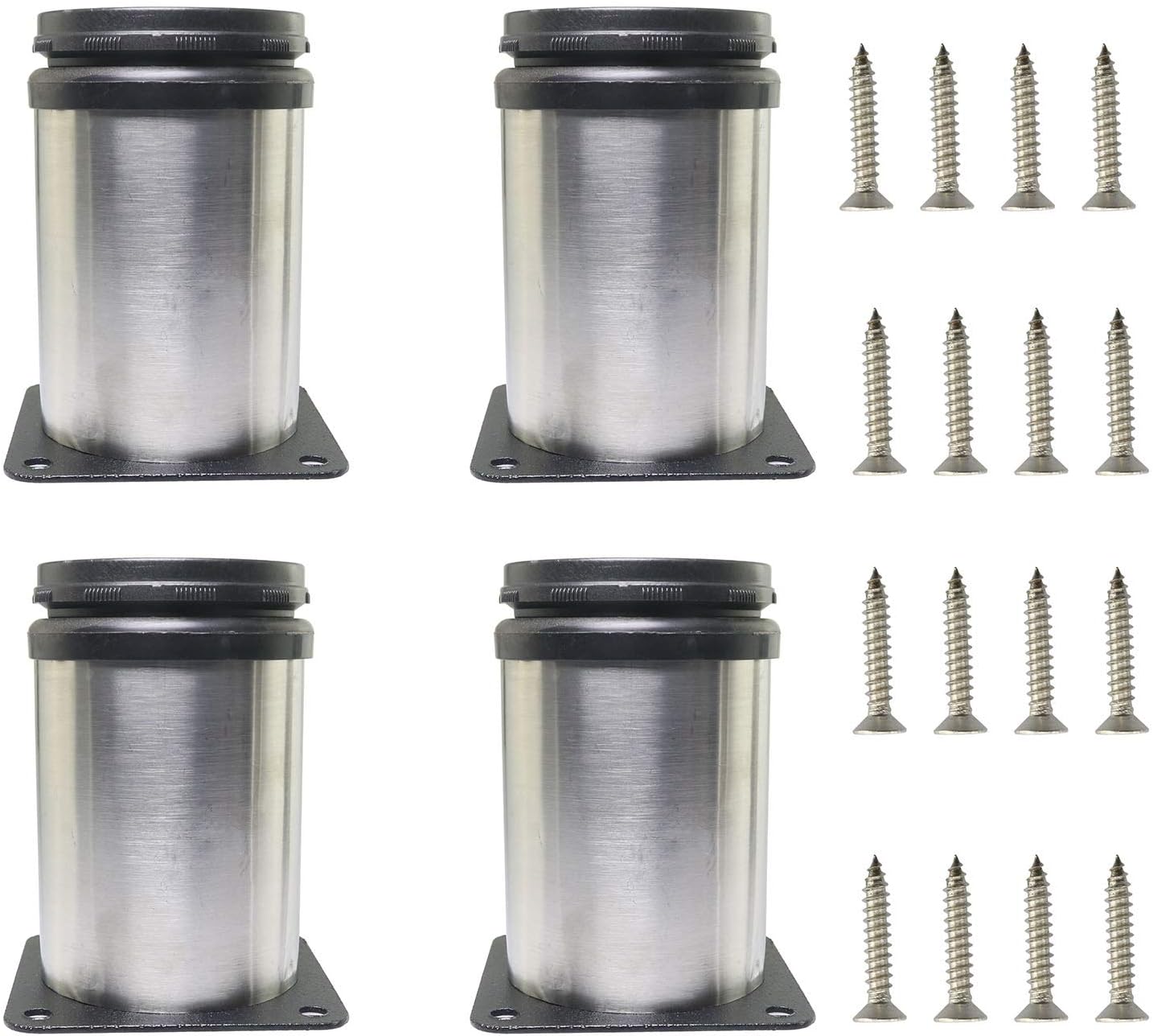 Magic&shell Furniture Legs 4PCS 50x80mm Stainless Steel Adjustable Round Furniture Feet for Sofa Table Cabinets Worktop TV Desk