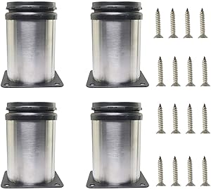 Magic&shell Furniture Legs 4PCS 50x80mm Stainless Steel Adjustable Round Furniture Feet for Sofa Table Cabinets Worktop TV Desk