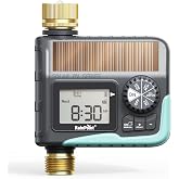RAINPOINT Solar Sprinkler Timer, Hose Timers for Watering, Water Timer | Solar Powered, 21-Day Extended Battery Life, Brass Inlet &amp; Outlet, 2 Watering Cycle Modes, Rainy Delay, Manual Watering