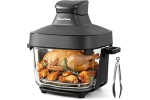 6.5Qt/6L Glass Air Fryer with Fast Heating Technology, Transparent and Healthy Non Toxic Glass Fry Bowl for Fries, Chicken & 