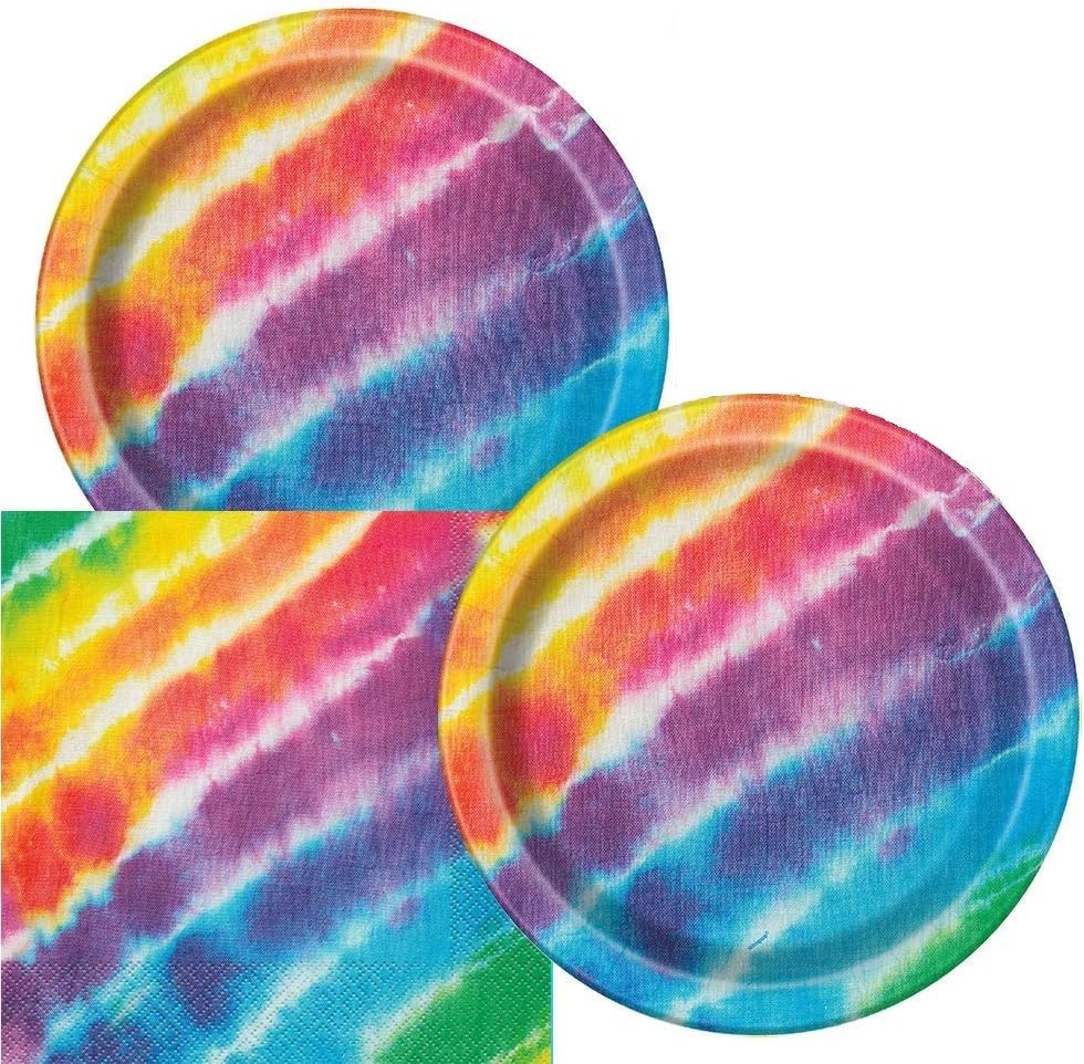 Tie Dye Themed Birthday Party Plates and Napkins (Serves 16)