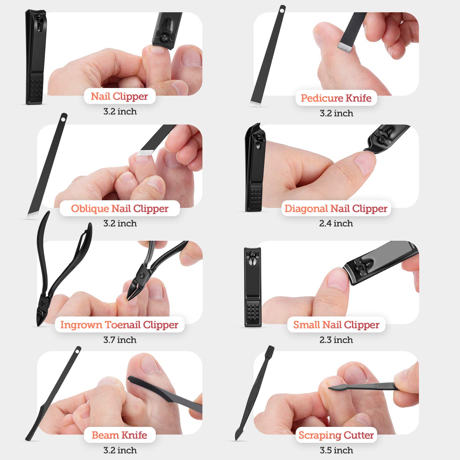 Vabogu Manicure Set, Pedicure Kit, Nail Clippers, Professional Grooming Kit, Nail Tools 18 In 1 with Luxurious Travel Case For Men and Women 2020 Upgraded Version, Black : Beauty