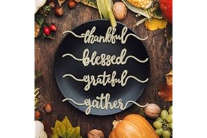 Thanksgiving Wood Table Place Card - Thankful Grateful Blessed Gather Word Table Settings Signs - Autumn Themed Party Home De