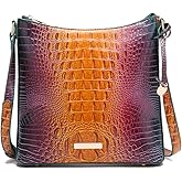 Makcr Joacbv Shoulder Crocodile Flat Handbags for Women trendy Ladies Shoulder Bag Embossed Pattern Leather Crossbody Purse