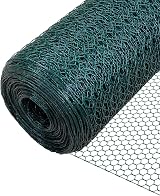 VOUNOT PVC Coated Chicken Wire Mesh Roll 1m x 50m Hexagonal 25mm Green