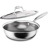 COOKER KING 10-Inch Wok with Lid, Hybrid Nonstick Wok Professional Grade, Stainless Steel Woks & Stir-Fry Pans, Stay-Cool Handle, Dishwasher & Oven-Safe,Compatible with All Cooktops