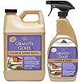 Granite Gold Clean and Shine Spray For Granite, Marble, Travertine, Quartz, Natural Stone Surfaces, 24 + 64 Fl Oz Value Pack
