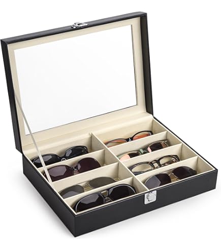 Caja Para Gafas, Joyero, Caja De Almacenamiento De Madera De 8 Rejillas, Vitrina De Gafas De Sol De Madera De Apariencia Exquisita, Organizador De Joyas De Viaje Para El Hogar, Centro Comercial
