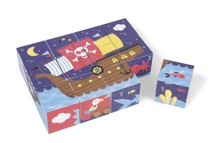 Janod Kubkid Pirates Blocks Puzzle (12 Piece)