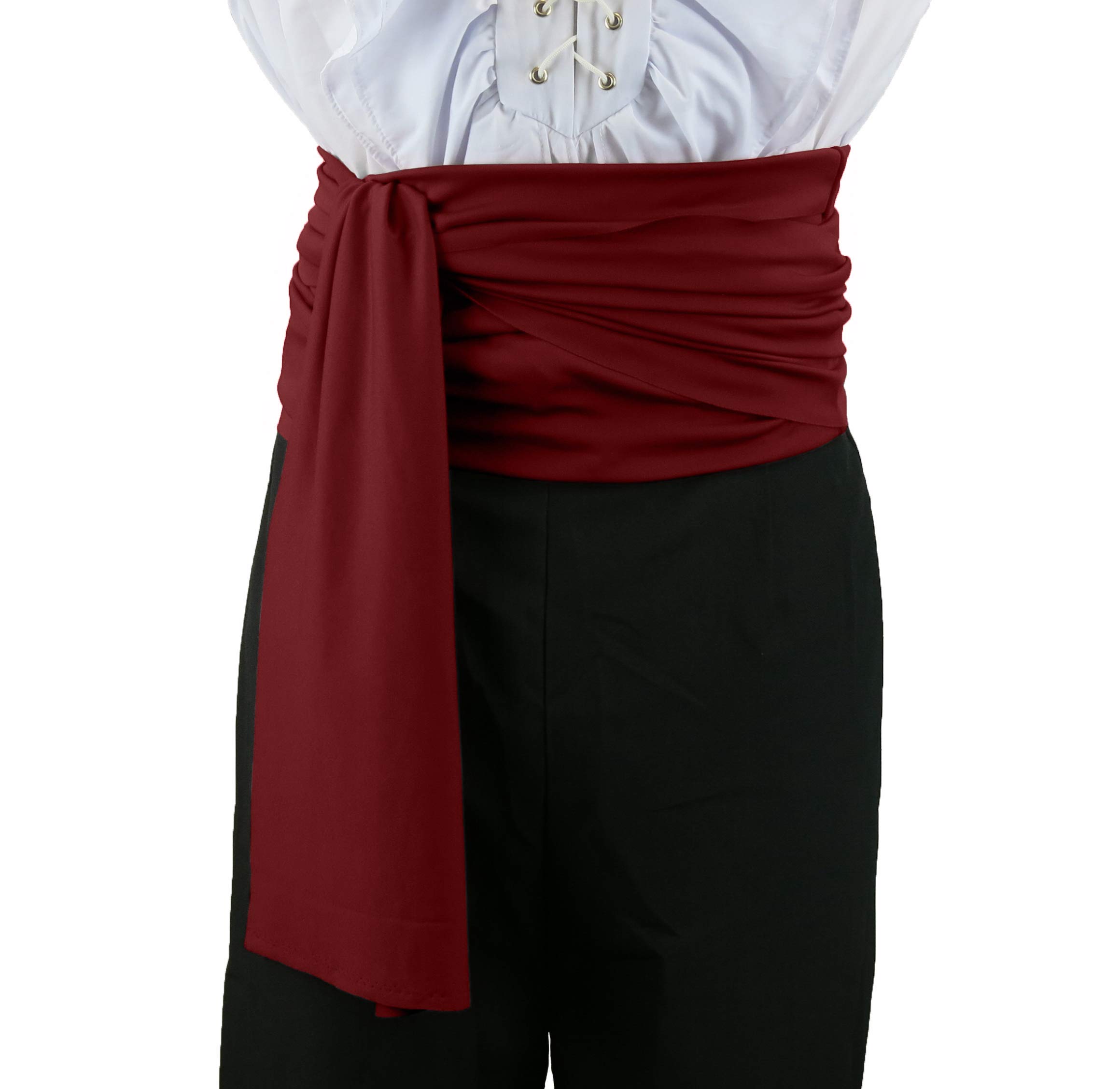 Flyingstart Pirate sash Zorro Dracula Fancy Dress Accessorie Buccaneer LARP Costume - Burgundy