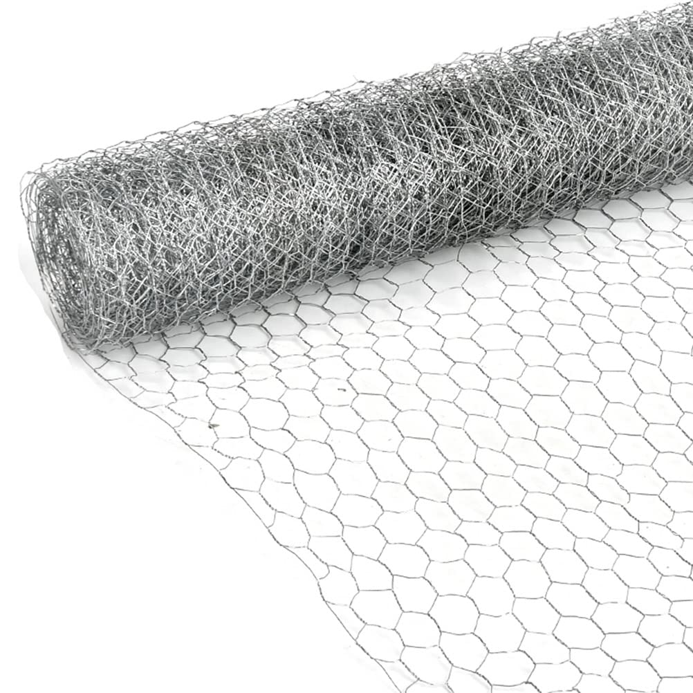 TIMESETL 25m Wire Mesh Galvanized, Chicken Wire Mesh Fencing, Hexagonal Hardware Mesh Poultry Netting for Craft Work Vegetable Garden Animal