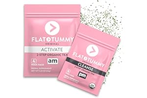 Flat Tummy Tea – 2-step, 4 Week Program – Detox Tea to Boost Energy & Reduce Bloating* - All Natural Detox Cleanse w/ Green Tea, Lemon Balm, Dandelion, Fennel, & More - Digestion support