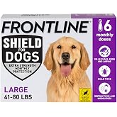 FRONTLINE Shield Flea &amp; Tick Treatment for Large Dogs 41-80 lbs. Count of 6 | Kills fleas, ticks &amp; chewing lice, repels mosquitoes, waterproof 24 hr, monthly application