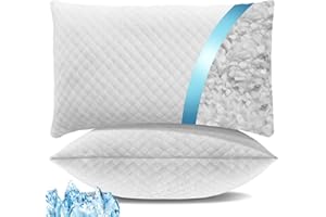 OAISZ Shredded Memory Foam Pillows, Cooling Bed Pillows Queen Size Set of 2 for Sleeping, Adjustable Firm Pillows for Side Back and Stomach Sleepers, Washable Removable Cover