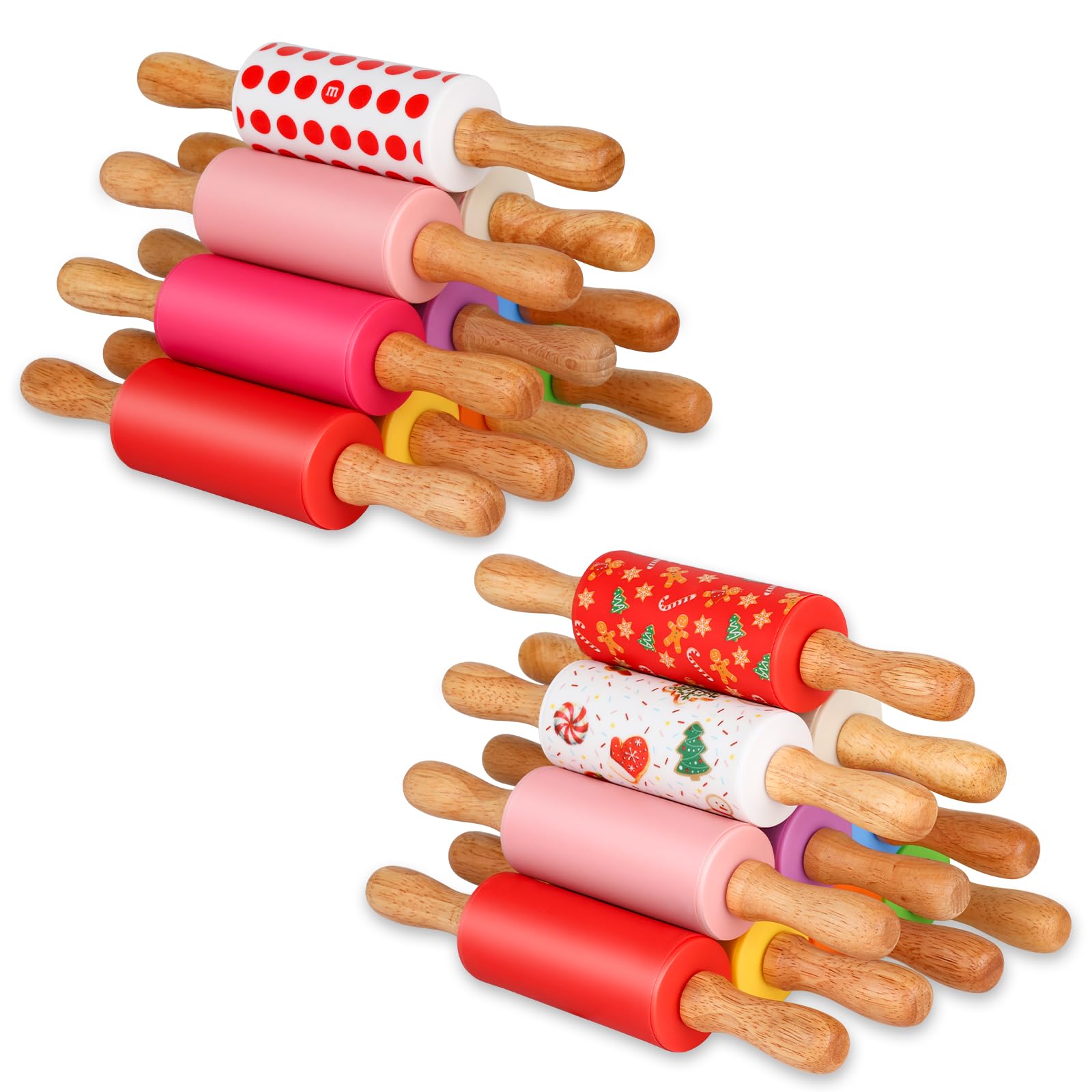 Honglida Mini Silicone Rolling Pin for Kids, Non-stick Surface Wood Handle, 9 Inch 20 Pack Image