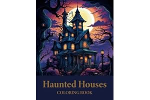 Haunted House Coloring Book - spooky gothic haunted houses exteriors - Coloring Book for Adults and Teens