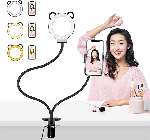 Amazon Eilinco Ledリングライト 自撮りライト 2in1クリップ式 高輝度 撮影用ライト ３モード調色 10段階調光 自撮り補光 美容化粧 Youtube生放送 ビデオ通話用 定常光ライト 通販