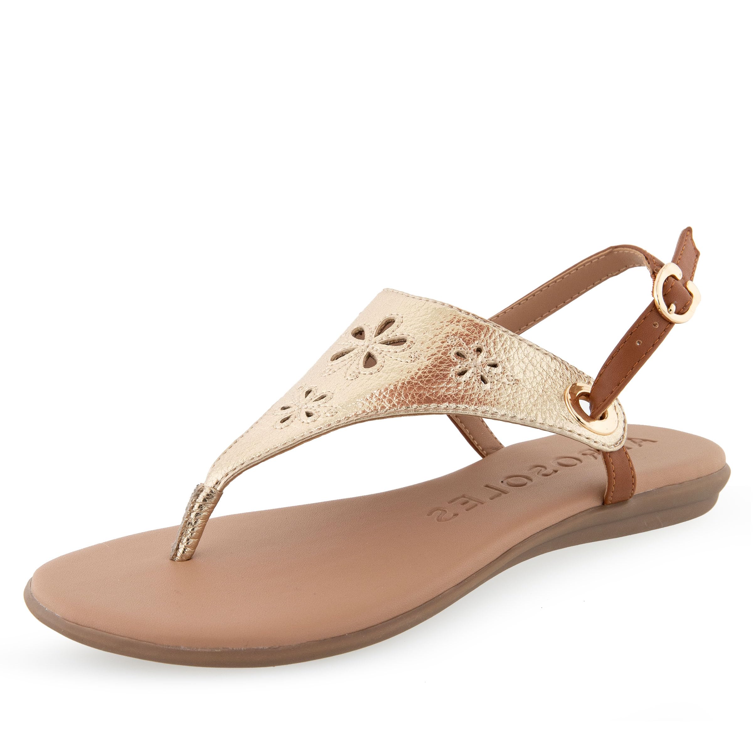 Aerosoles Women’s Inesse Flat Sandal, Soft Gold PU, 7
