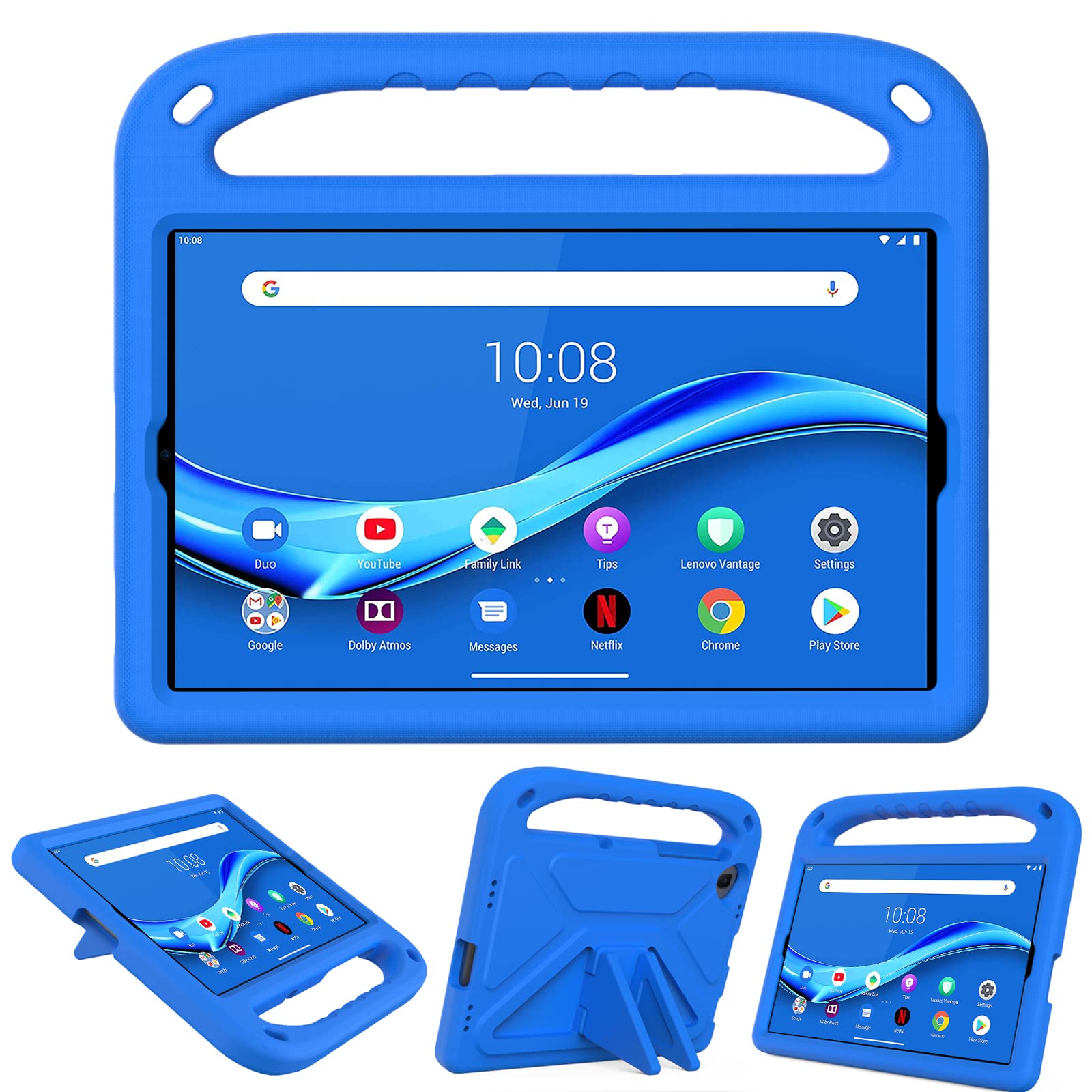GOZOPO Kids Case for Lenovo Tab M10 FHD Plus 10.3" (TB-X606F/X606X), Lightweight Sturdy with Hand Grip and Stand Kids Friendly Tablet ShockProof Cover (Blue)