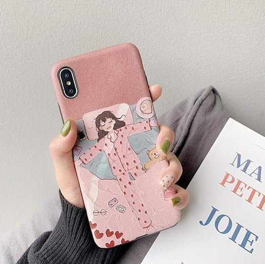 Japanese Girl Relief Emboss Phone Cover 