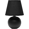 Simple Designs LT2008-BLK Mini Ceramic Globe Table Lamp with Matching Fabric Shade, Black