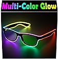 YouRfocus Led Light up Glasses Multi-Color Glow in the Dark Neon Glasses for Rave Party, EDM, Halloween, Wired with Battery Power (6 colors)