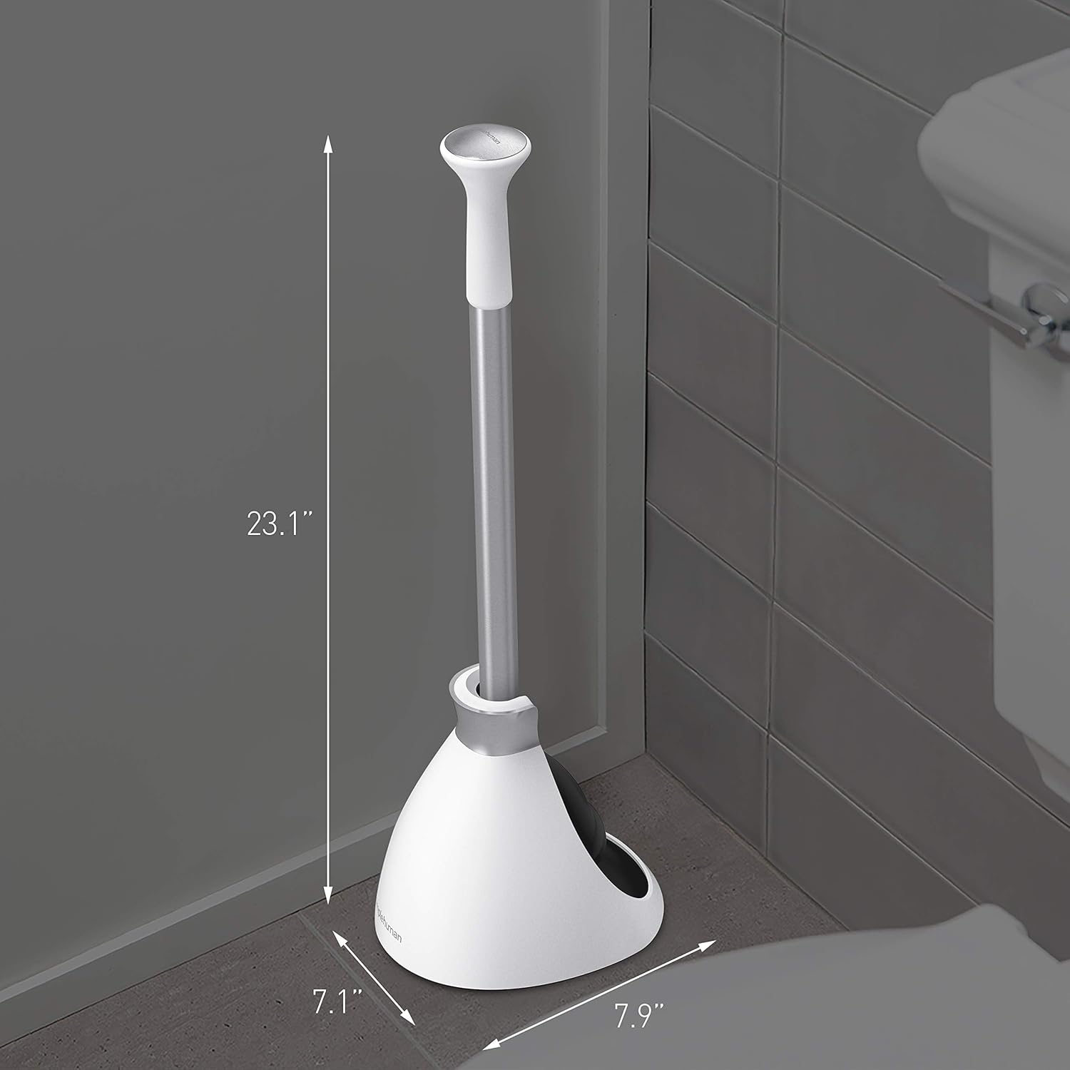 simplehuman Toilet Plunger and Caddy, Stainless Steel, White: Home & Kitchen