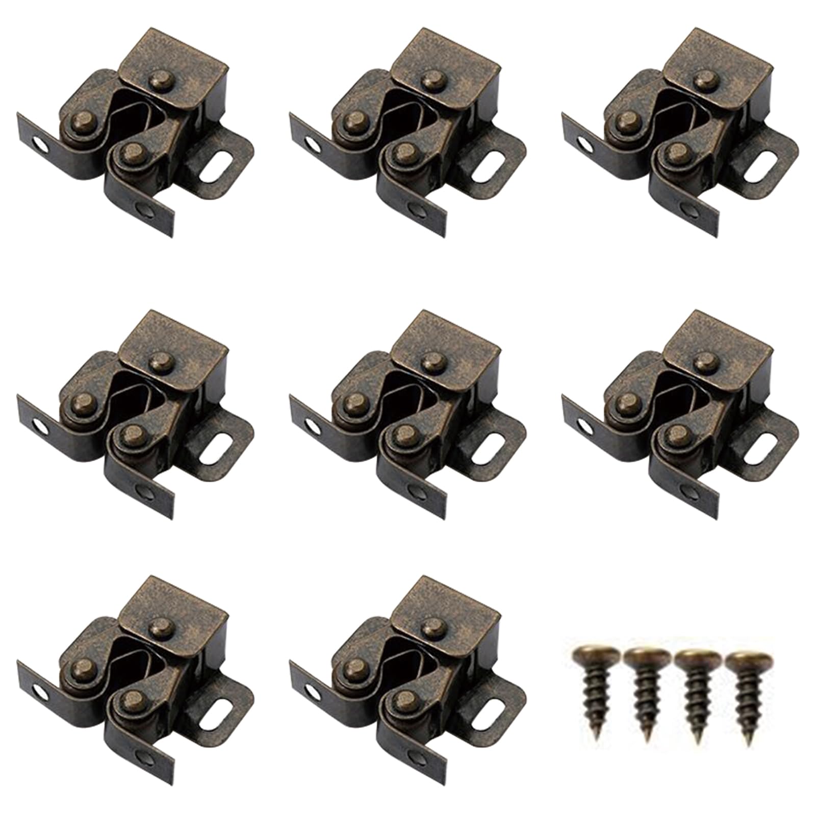 8 Pcs Closet Catches, Metal Door Latches for Cabinet Wardrobe Cupboard, Bronze