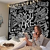 Atrippy Quote You Are Tapestry for Classroom, Black and White Inspirational Wall Tapestry, Positive Saying Aesthetic Decor Wall Hanging for Bedroom Kids Teen Girl Boy Dorm Living Room 51