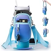 linmaya Water Bottle Carrier Bag for Stanley Cup 40/30oz with Phone Holder Pockets,Neoprene Water Bottle Cross-body Bag with Adjustable Shoulder & Hand Strap Stanley Cup Accessories