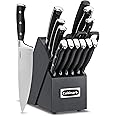 Cuisinart 15-Piece Knife Set with Block, High Carbon Stainless Steel, Forged Triple Rivet, Black/Black C77BTR-15PBK