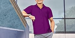 LA LEELA Mens Short Sleeve Button Down Solid Casual