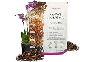 Molly's Orchid Potting Mix - Premium Gritty Soilless Potting Mix - Chunky & High Drainage vs Standard Orchid Bark for Indoor 