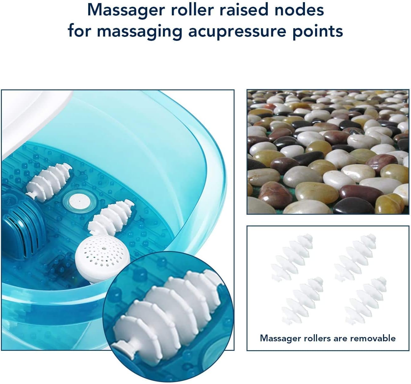 Foot Spa/Bath Massager with Heat Bubbles Vibration 3 in 1 Function, 4 Massaging Rollers Pedicure for Tired Feet Stress Relief Help Sleep Home Use: Health & Personal Care