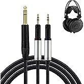 okcsc ATH-R70X R70XA Replacement Headphone Cable 4 Core PVC Nylon Braided OFC Cable 6.35mm Plug 6.5FT Length