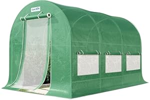 Quictent 12x6.6x6.6 FT Greenhouse for Outdoors, Heavy Duty Large Garden High Tunnel Walk-in Green House, Portable Winter Hot House with PE Cover Zipper Screen Door & 6 Screen Windows, Green