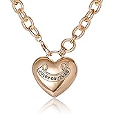 Juicy Couture Logo Heart Necklaces for Women 16-28"+2", Gold-Tone Heart Pendant Necklace, Valentines Day Gifts for Her