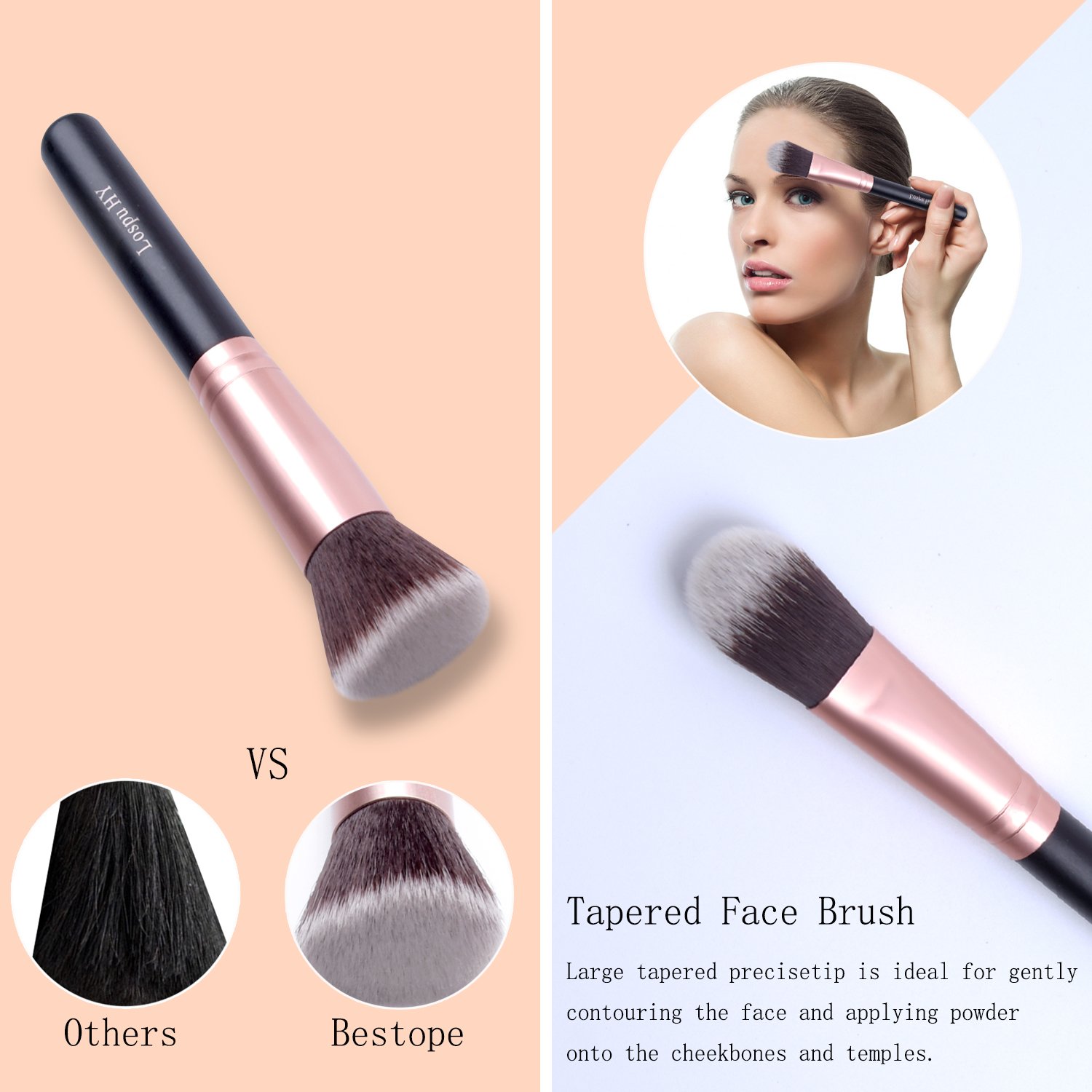 Ammiy 10-Piece Oval Makeup Brush Set