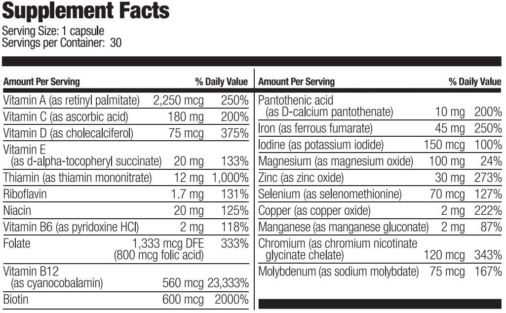 Bariatric Fusion Bariatric Multivitamin ONE per Day Capsule with 45mg of Iron for Post Bariatric Surgery Patients Including Gastric Bypass and Sleeve Gastrectomy, 30 Count, 1 Month Supply: Health & Personal Care