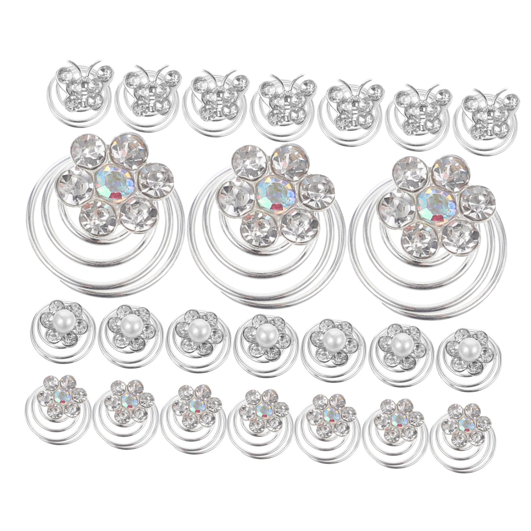 STOBOK 36 Pcs 8 Styles Spiral Hair Pins Clips Mini Rhinestone Swirl Hair Twists Coils Hair Jewelry for Braids Bridal Wedding Decorations