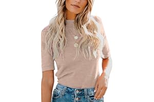 LIYOHON Womens Tops Dressy Casual Mock Turtleneck Business Short Sleeve T Shirts Going Out Tops 2025