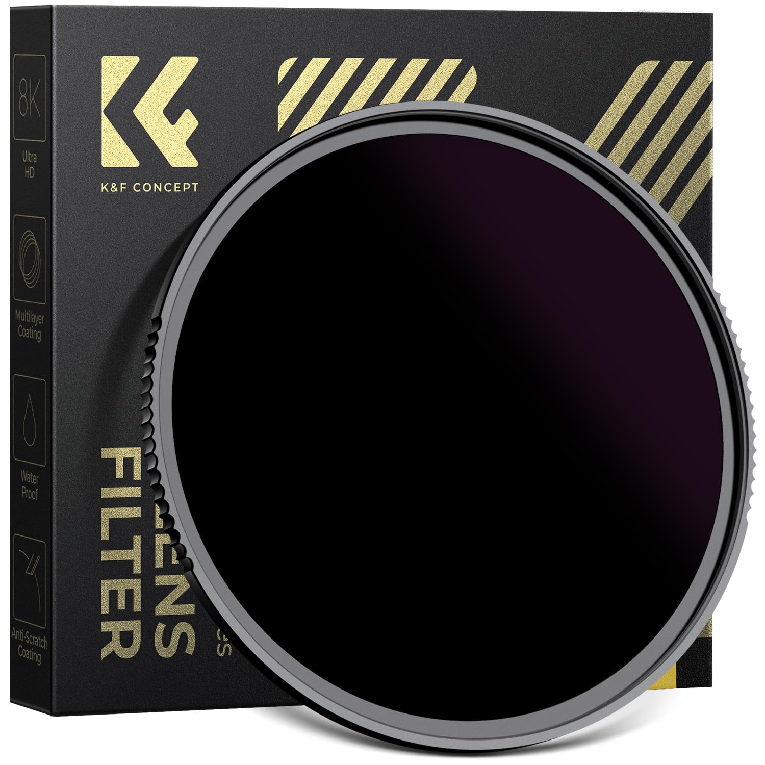 K&F CONCEPT 52mm ND100000 Filter, 16.6 Stop Fixed ND Optical Glass Grey Neutral Density Filter for Camera Lens (Nano-X Series)
