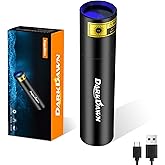 DARKDAWN UV 365nm Black Light Mini Flashlight USB Rechargeable, Woods Lamp Portable LED Ultraviolet Pocket Blacklight 370nm -