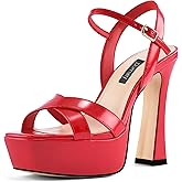 Dumjey Platform Heels for Women Chunky High Heel Sandals with Ankle Strap, Open Toe Dress Shoes for Work Party Evening Wedding