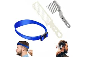 EZCORA Fade Hair Trimming Guide for Men with Fade Comb Set, Neckline Shaving Template and Clipper Comb, Adjustable Curved Haircut Band for DIY Home Haircuts, Buzz and Taper Guide for Clippers