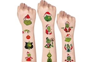 JHGKHH 12 Sheets Christmas Temporary Tattoos for Kids, Christmas Birthday Party Supplies Christmas Party Decorations Xmas Party Favors for Kids Boys Girls Holiday Tattoos Gifts Stickers Fake Tattoos Decor